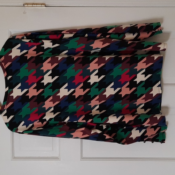 NWT INVESTMENTS WOMAN BLACK AND MULTICOLOR HOUNDSTOOTH BLOUSE SZ 3X - Picture 8 of 15